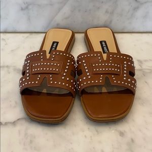 Nine West studded leather slides